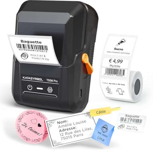 SUPVAN T50M Pro Étiqueteuse avec Larges Étiquettes Étanches, Compatible avec Smartphone & PC (Windows/macOS) pour la Rentrée, la Maison, la Cuisine, l'école et Le Bureau