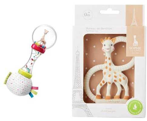 Sophie la Girafe – Rassel Weiche Maracas Sophie la Girafe – Musikinstrument – ​​Weckspielzeug für Babyhände – Fördert die motorischen Fähigkeiten und das Erwachen Ihres Kindes & Beißring WEICH, 010318