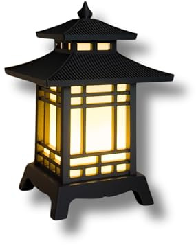 Japanese Pagoda Lantern - Exquisite Japanese Decor for Home and Room | Unique Desk Lamp and Table Lamp Design | Mini Japanese Lantern Transforms Any Space (Jet Black)