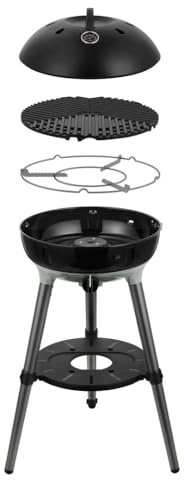 CADAC Carri Chef 40 Gasgrill – 60 x 60 x 86 cm – Stahl & Kunststoff | Inkl. Pfannenhalter, 40 cm Grillrost & Deckelthermometer, Camping Grill 50mBar, Inkl. Tragetasche, Verwendung im Freien