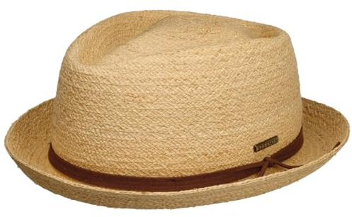 Stetson Uni Diamond Raffiahut Naturfarbener Hut mit UV-Schutz Ledergarnitur Damen Frühjahr Sommer