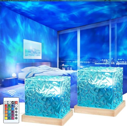 Lampada Aurora Boreale,16 Colori Onde Proiettore Stelle Soffitto,Luce Notturna con Increspatura dell'acqua,Luce Notturna Bambini con Telecomando,Aurora Boreale Luce Proiettore per Bambini Adulti