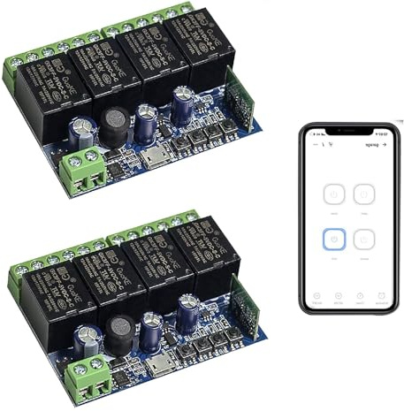 QIACHIP Módulo de conmutación de relé de 4 canales, aplicación inteligente Ewelink WiFi contacto limpio inalámbrico relé de medición monentary/interruptor de bloqueo automático compatible con Alexa