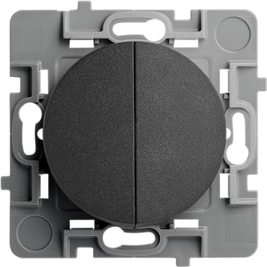 DEBFLEX - Casual Evo - Interrupteur Va et Vient Double - Interrupteur Mural À Deux Boutons - Installation Rapide - ABS - Installation Encastrée - Noir - 76 x 76 x 34 mm