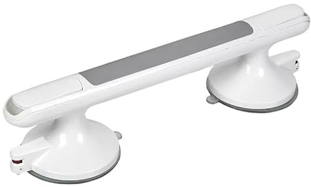 Suction cup punch-free handrail Shower Wall Handle White Non-Slip Stainless Steel and Nylon Safety Handles Bath/Shower Handles/Grab Bar for Seniors Extra Sturdy Bathroom Handle Wall Handle (33 cm)