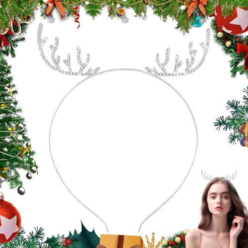 IHLOOTD Rentier Haarreif Weihnachten, Geweih Weihnachtshaarreifen Rentiergeweih Weihnachts Haarreif Kopfschmuck Haarschmuck Weihnachten Party Cosplay Zubehör Foto Requisiten