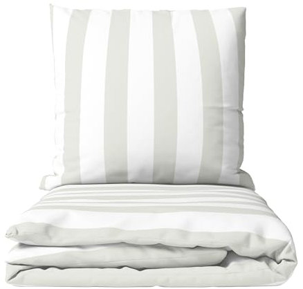 Leonado Vicenti Bettwäsche Set 2-teilig 155x220 cm Baumwolle Weiß Grau gestreift Reißverschluss Pflegeleicht Ganzjährig verwendbar