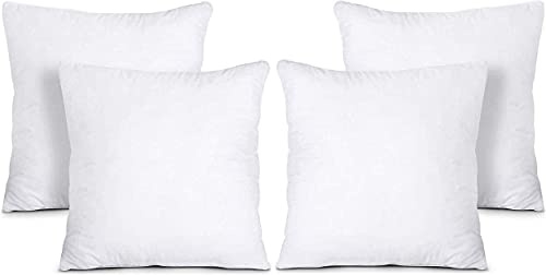 CnA Stores Cushion Inserts 18x18 (45x45 cm) – Pack of 4 Hollow Fibre Cushion Pads for Covers | Square Pillow Fillers for Sofa, Bed, Couch, Throw | Plump, Soft & Washable