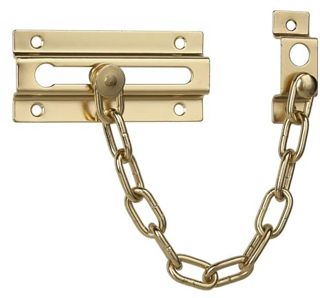 Lucchetto a catena for porta, Lucchetto a catena for porta, limitatore antifurto di sicurezza in acciaio al carbonio da 1 pezzo for porte in legno in casa, hotel, appartamento generale(Gold)