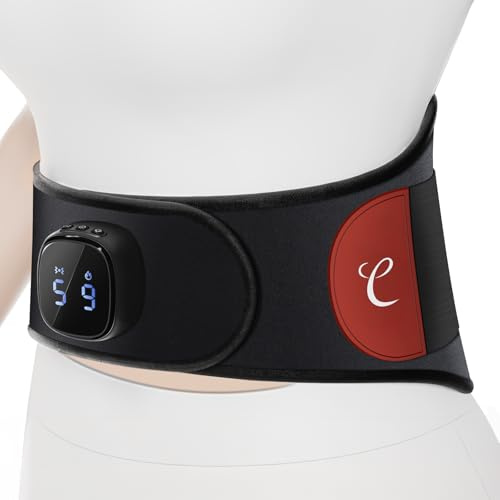 Comfytemp Wärmegürtel Rücken Massagegerät mit 15Wh Akku mit USB,9 Wärmestufen 5 Vibrationmoden Kontrolle per Knopfdruck und App, 20X155cm Kabellos Heizgürtel Abschaltautomatik Rückenwärmer