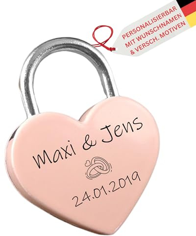 DEschenk Liebesschloss mit Gravur - Perfektes Schloss mit Gravierung für Valentinstag und Jahrestag Geschenk - exquisiter Liebesbeweis für Paare