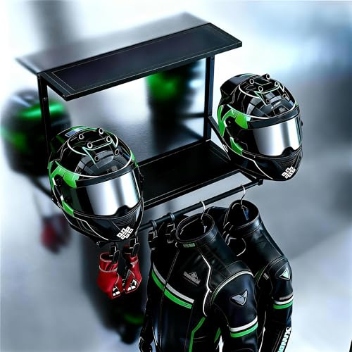 Anvuda Helmet Wall Mount, Motorcycle Helmet Mount, Motorcycle Helmet Holder, Helmet Stand with Hooks, Robust Steel Wall Mount for Football Helmets, Helmet Mount for Motorcycling