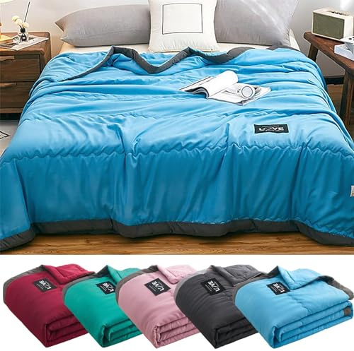 Kühldecke, Kühldecke Bett, Sommerdecke, Eisdecke für alle Jahreszeiten, Doppelte Kalteffektdecke, Kühlere Faser, Weiche Decke, Bettdecke Ohne Bezug, Muttertagsgeschenk (Grey, 200x220 cm)