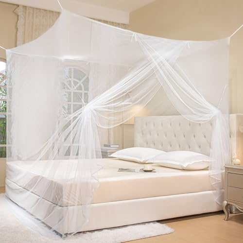 Moskitonetz für Bett, Moskitonetz, Cameros para Cuba, einseitig öffnendes Bettnetz | Betthimmel-Netz für Schlafzimmer, Camping, Outdoor, Reisen, 190 x 190 x 190 cm, Weiß