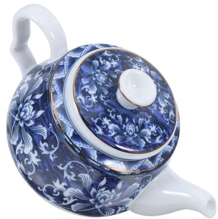 Teiera Ceramica Blu con Manico, Aspetto Vintage per Casa e Ufficio