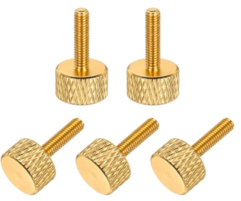 sourcing map 5 tornillos moleteados de cabeza plana M3 x 12 mm, aleación de aluminio sólido, totalmente roscados, tornillos de tornillo de pulgar para cajas de computadora, tarjetas gráficas, color