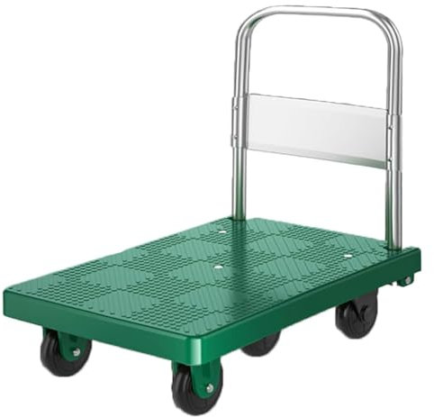 Robuste, faltbare Sackkarre – tragbarer Lagerwagen für einfaches Bewegen und Transportieren schwerer Gegenstände – grüne Plattform Push Cart