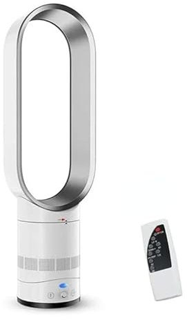 Pneterg Ventilateur Colonne Sans Pale 40W, Oscillant à 90° Ventilateur Tour Silencieux, Vitesse Variable (4600-7000rpm), Écran LED, Timer, Ventilateur Sans Lame avec Télécommande (A-Argenté-16)