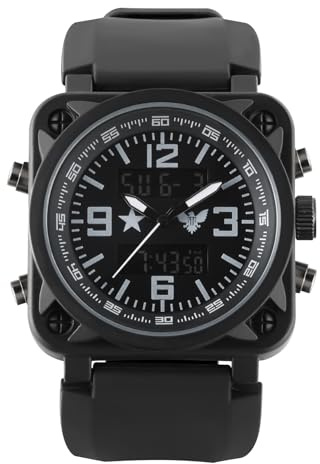 GREENTREEN Montre Militaire Homme Tactique: Cadran Carré Alarme & Chronomètre - pour Activités de Plein Air Aventures Terrestres et Usage Quotidien