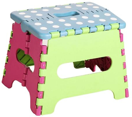 Folding Step Chair - Compact Grip Frame, Portable Storage Bench | Safe Ladder , Stable Bathroom Riser with Handle Support, Travel Kitchen Inside Steps Adult Use Access