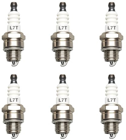 6 Pezzi Candela Remplacement per L7T, Candela di Accensione Universale per Motosega e Tosaerba, Candele L7T e CJ8, Candela Decespugliatore 2 Tempi e Altri Motori, Durabilità e Prestazioni Affidabili
