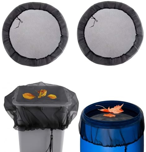 2PCS Water Butt Mesh Cover, Anti-Mosquito, Leaf-Proof Water Butt Cover