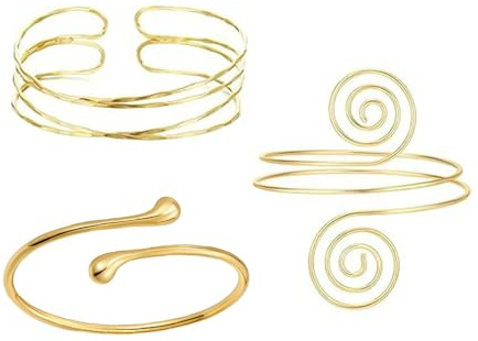 XFSRG Bracelet Bras Femme Spirale Acier Inoxydable Bijoux Femme Or Argent Bracelet Mode Accessoire Bras Upper Arm Cuff Adjustable (Or)