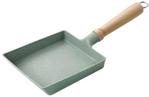 iplusmile Sartén Cuadrada Japonesa Antiadherente para Tortillas Tamagoyaki con Mango de Madera de Haya Sartén para Desayuno y Cocina Resistente y Fácil de Limpiar