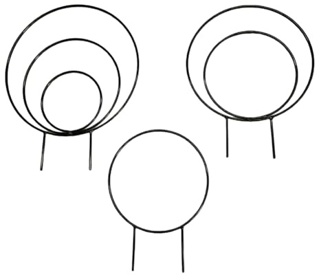 Aboiled Lot de 3 treillis ronds d'intérieur pour plantes d'intérieur grimpantes Cadre en métal pour lierre en pot Support de plantes d'extérieur Noir
