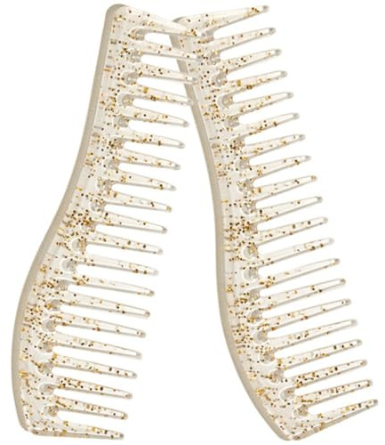 EPIGEIST 2pcs Beige Wide Tooth Combs for Women Plastic Detangle Hair Comb Set Resistance to Cracking for Long Hair Thick Curly Styling and Care