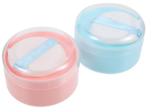 WEKADRIN 2 Stck Babypuder Puff Box Leichte Bruchsichere Aufbewahrung für Loses Körperpuder Tragbare Puderquaste mit Dicht Schließendem Deckel für Reisen und Einfache Anwendung