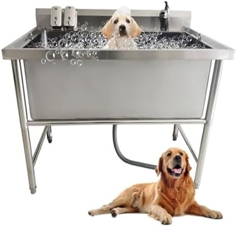 HEYDGBBZ Pet Washing Station, Pool,Dog Bathtub,Stainless Steel Grooming Tub for Home, Professional Wash Shower Sink with Faucet(120cm/47.2in)
