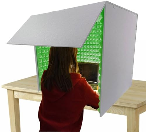 Vocal Booth Sound Booth Recording Equipment, Portable Desktop Soundproof Cover, Microphone Isolation Booth Box, Vocal Absorbing Shield for Home Studio, Music Recording (Green)