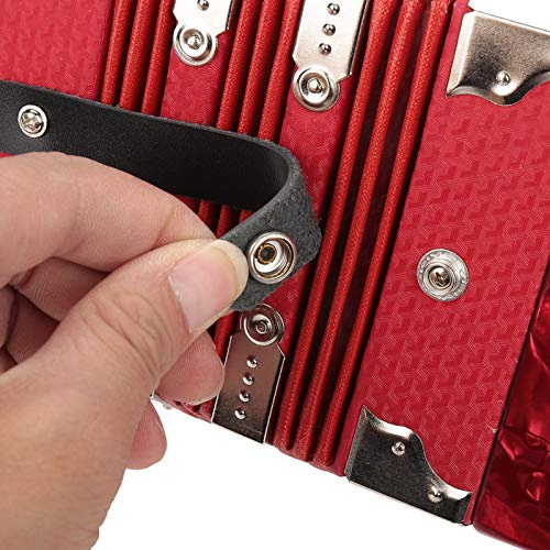 RiToEasysports Acordeón de Botones Profesional, Instrumento Musical Fácil de Aprender con 20 Botones, Correas Ajustables y Cómoda Asa de Transporte (rojo)
