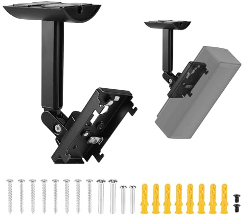 Supaway Lot de 2 Supports d'enceinte (Mur/Plafond) Support Mural pour Enceinte, Bras réglable et Angle Ajustable pour séries Bose UB-20, UB-20 Series II, WB-50 II, Lifestyle et SoundTouch (Noir)
