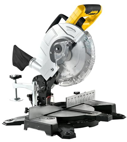 Scie à onglets de 210 mm avec guide laser compatible avec batterie DeWalt 20 V (sans batterie), scie à onglets coulissante biseautée, coupe multi-matériaux métal, bois, plastique et plus encore, scie