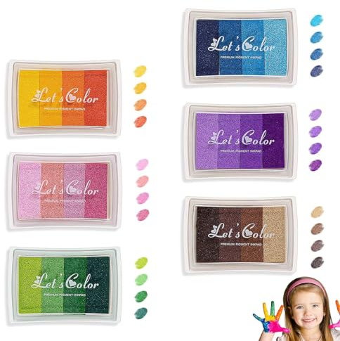 lvvhuan 6 Stück Stempelkissen Bunt, Fingerstempel, Stempelkissen Set, für Papier Handwerk, Stoff Malerei, DIY, Geburtstag Geschenk(24 Farben)