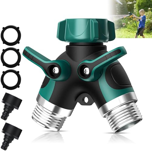 Distributeur Arrosage 2 Voies 3/4 Raccord Tuyau D'arrosage Avec Interrupteur de Commande Débit d'eau réglable et Verrouillable pour Jardin Horticulture, Culture Florale