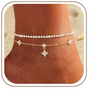 ZHESHY Lot Bracelets de Cheville Or Argent Femme Multirang Chaine Cheville | Réglables,18 Carats Plaqué Or,avec Perles Cœur Croix Paillettes CZ,Accessoires,Été Chaine de Pied Bijoux Femme Fille