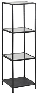 AC Design Furniture Jörn Metall Bücherregal mit 3 Ablagen, Regal aus Metall und Glas im Industrial Style, Aufbewahrungsregal für Wohnzimmer, Home Office Möbel, Schlafzimmermöbel, Einfach zu Montieren