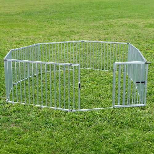 Callieway® Faltbarer ALUZAUN/Freilaufgehege/Welpenauslauf Honeycomp Safety Pro“ mehrteilig (Large-Standard: 8 Paneele je 65cm hoch, 100cm lang)