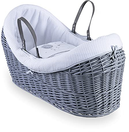Clair de Lune Over The Moon Noah Pod Wickeltasche, integrierte Kapuze, inkl. Griffen, Bezug, gepolstertem Futter und hypoallergener Matratze, Baby-Kakoon, geeignet ab der Geburt, 76 x 29 x 45 cm