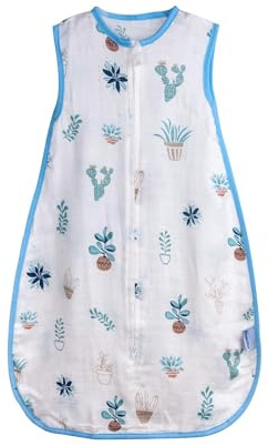 Atmungsaktiver Baby-Musselin-Schlafsack, weiche ärmellose Trage-Decke aus 100% Baumwolle 2-Wege-Reißverschluss, sicher und komfortabel für Säuglinge und Kleinkinder,unisex Sommer 0,5 Tog,9-18 Monate