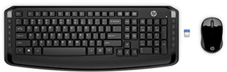 HP 300 Bundle (3ML04AA) kabellose Tastatur und Maus (QWERTZ, 1.600 dpi, USB Dongle, 3 Tasten, Scrollrad) schwarz