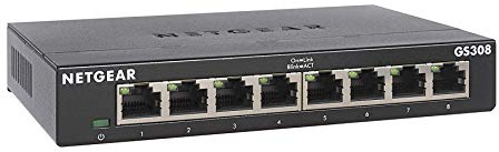 NETGEAR 8-Port Gigabit Ethernet Unmanaged Essentials Switch (GS308) - Home Network Hub, Office Ethernet Splitter, Plug-and-Play, Silent Operation, Desktop or Wall Mount