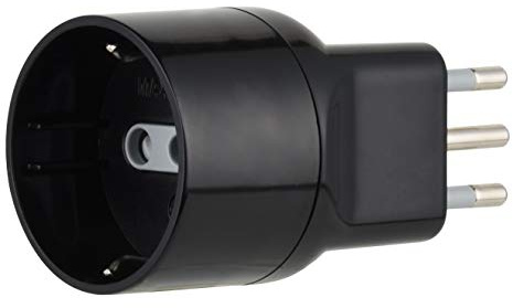 Electraline 71024 Adattatore Disassata Salvaspazio da Schuko a Spina Piccola Italiana 10A, Nero, Confezione da 1