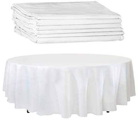 Upper Midland Products White Paper Table Cloths for Round Tables - 82” Octyround Paper Tablecloths with Plastic Backing Round Paper Table Cover (6-Pack)