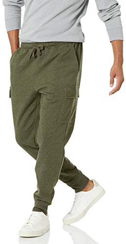Amazon Essentials Pantaloni da Jogging Cargo da Uomo, in Pile, Verde Oliva, XXL
