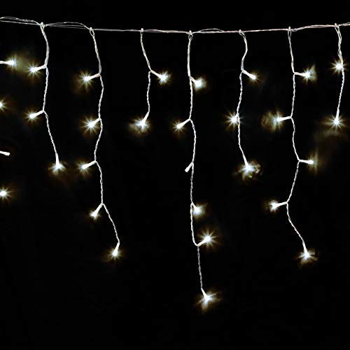 MAURER 5490380 Guirnalda Cortina 10x1 Metros 345 Leds Blanco Calido. Luz Navidad Interiores y Exteriores Ip44. Cable Transparente
