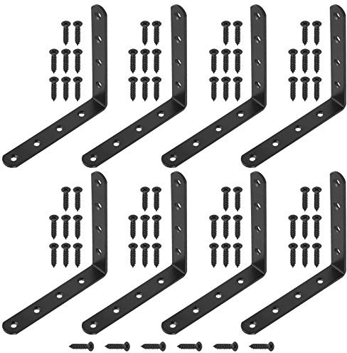 Hilitchi Svarta L-fästen hörnstöd rostfritt stål rätvinkliga fästen (125 mm)